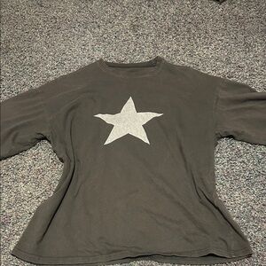 ROMWE Dark Grey Short Sleeve Tee with Light Grey/white Star